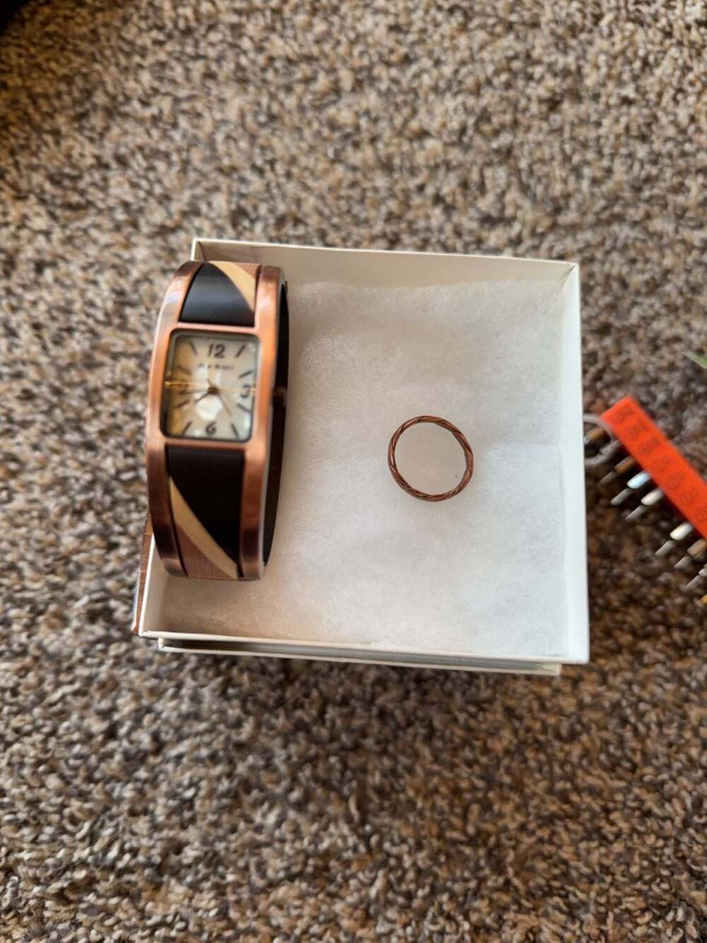 Armitron Women's Geometric Cuff Watch and Ring Set